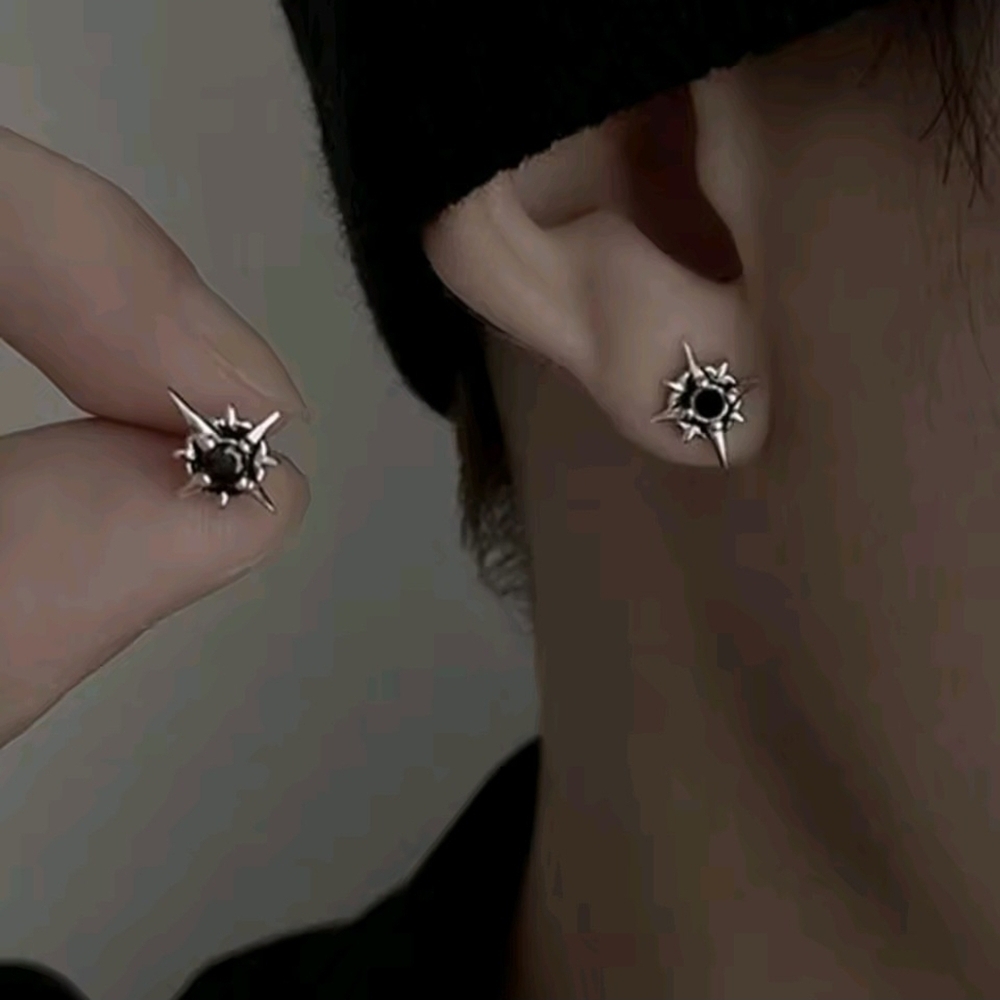 Black and Silver Starburst Earrings